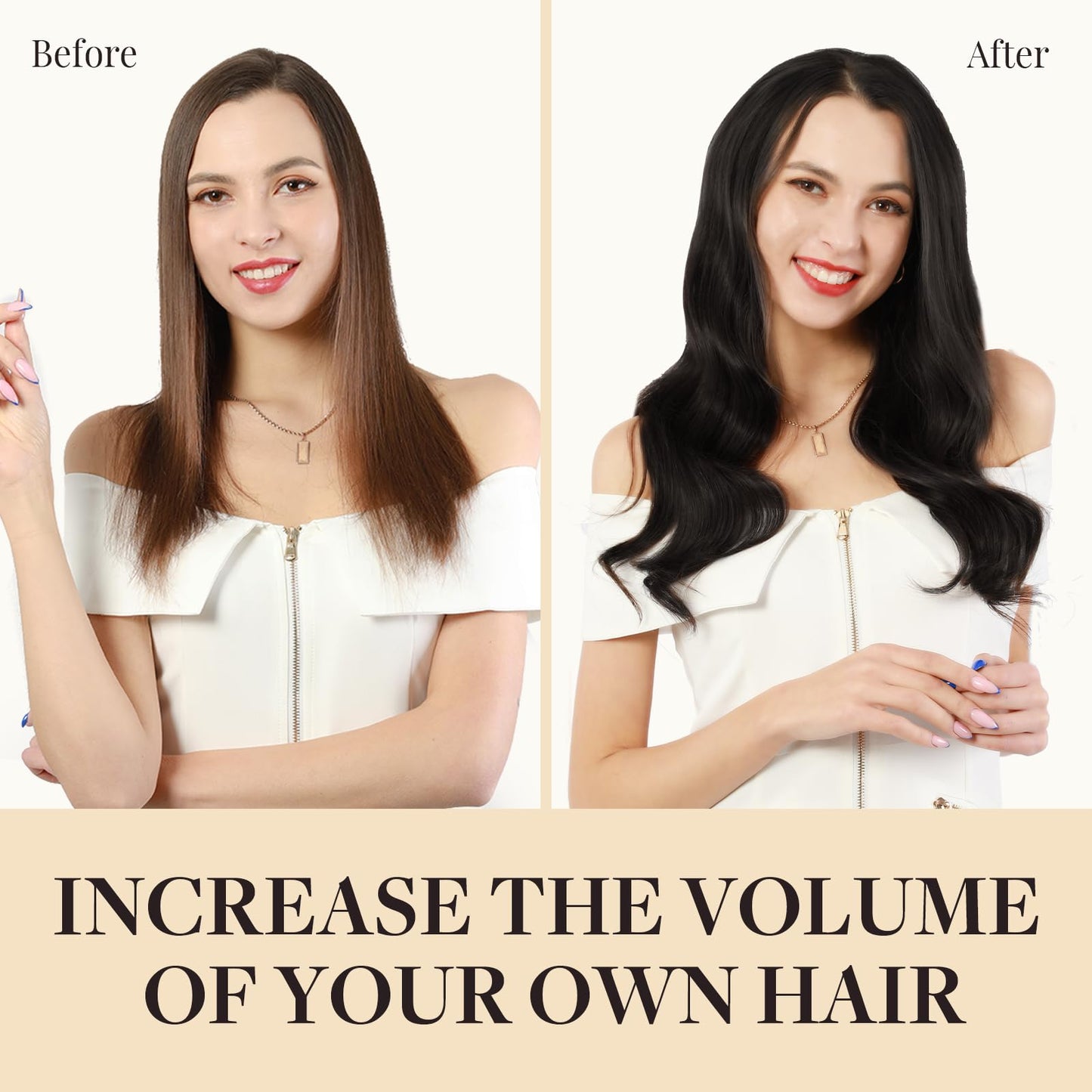 MAXITA Clip in Hair Extensions Real Human Hair, 18 Inch Natural Black 7pcs 120g, Remy Human Hair Extensions Clip in Black Hair E