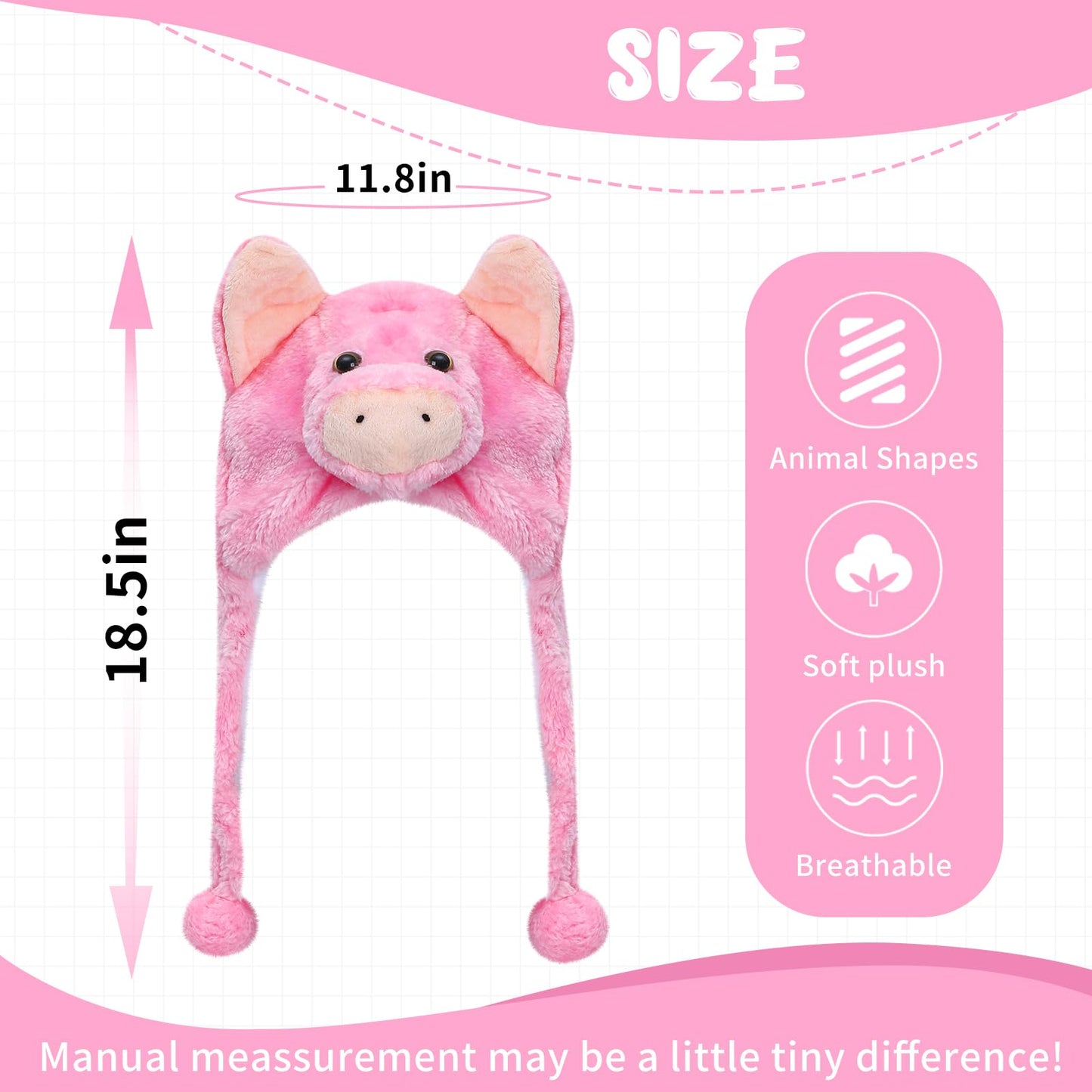 MK MATT KEELY Plush Cute Animal Hat Super Soft Hat with Ear Flaps Funny Warm Cozy Fleece Hat for Kids & Teens Christmas Party Cosplay Hat