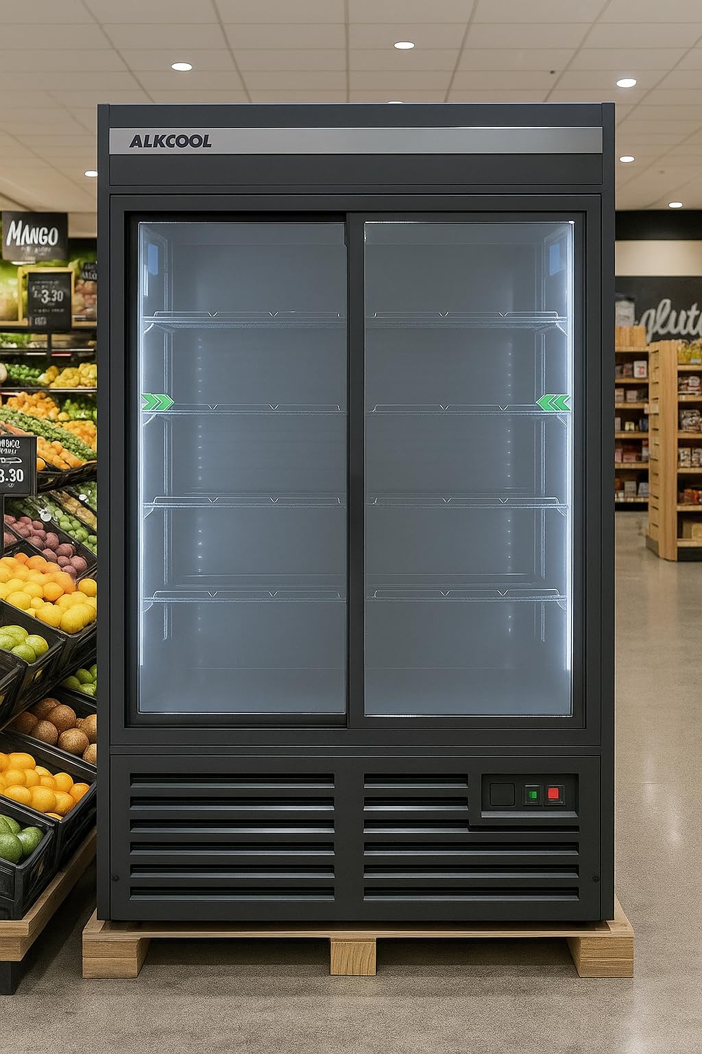 NAFCOOL Commercial Beverage Refrigerator Display Fridge,Two SLIDING Glass Door Drink Cooler with LED Light Adjustable Shelves,ETL Sanitation,43 Cu Ft,47" Wide,Wheels Included