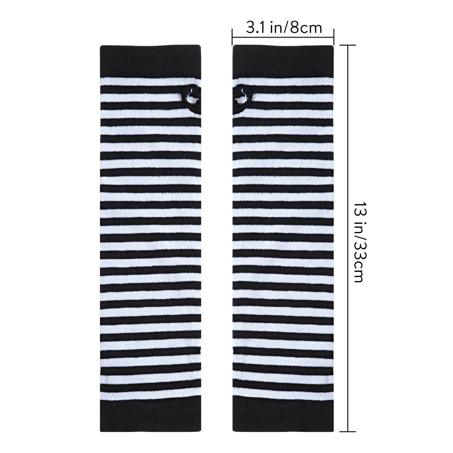SATINIOR 6 Pairs Long Fingerless Gloves for Women Knit Thigh High Striped Arm Warmer Thumb Hole Stretchy Gloves(Multi-color)