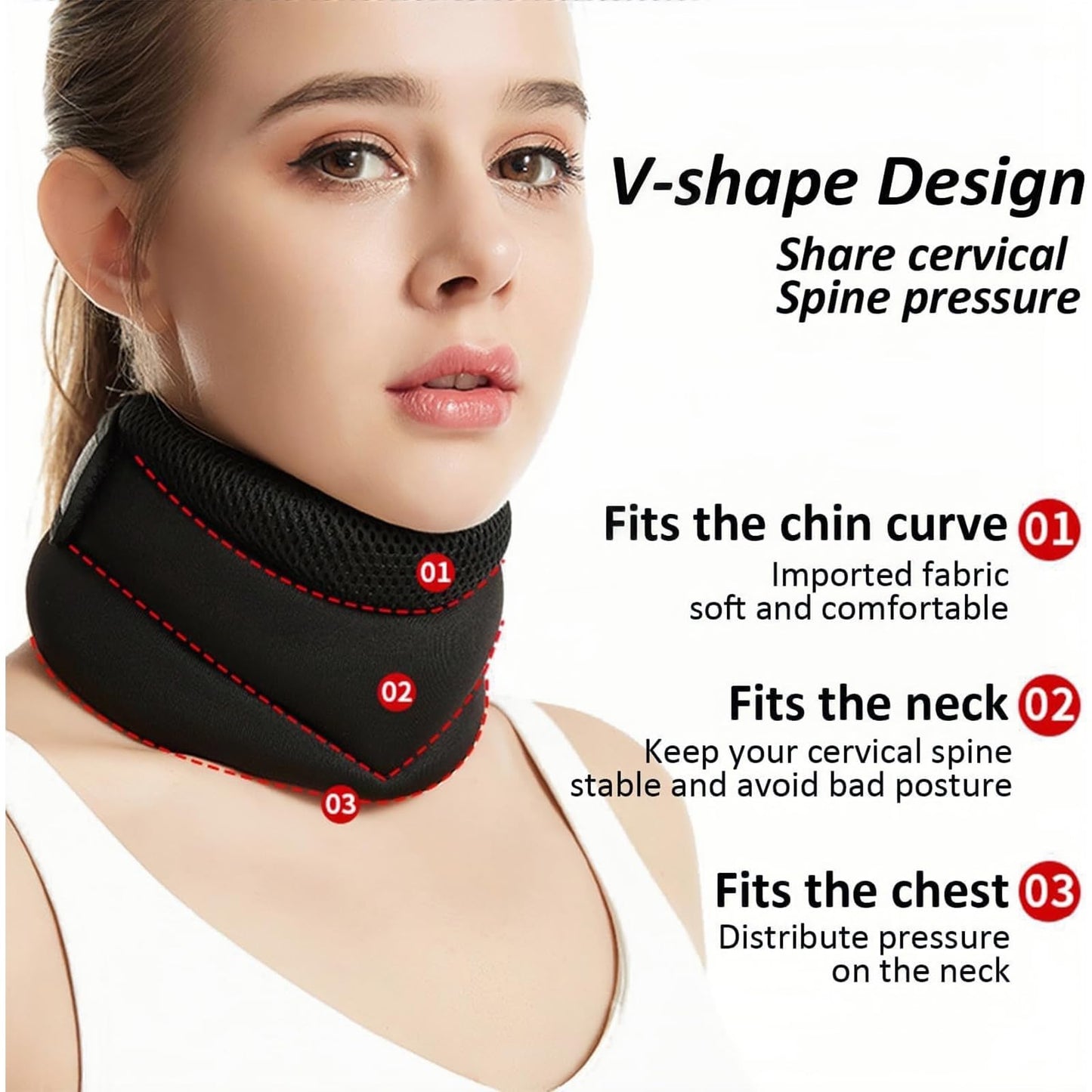 Neck Brace for Sleeping, Neck Brace, Neck Pain and Support, Adjustable Soft Foam Neck Braces for Men & Women, Ergonomic Design for Comfortable Sleep