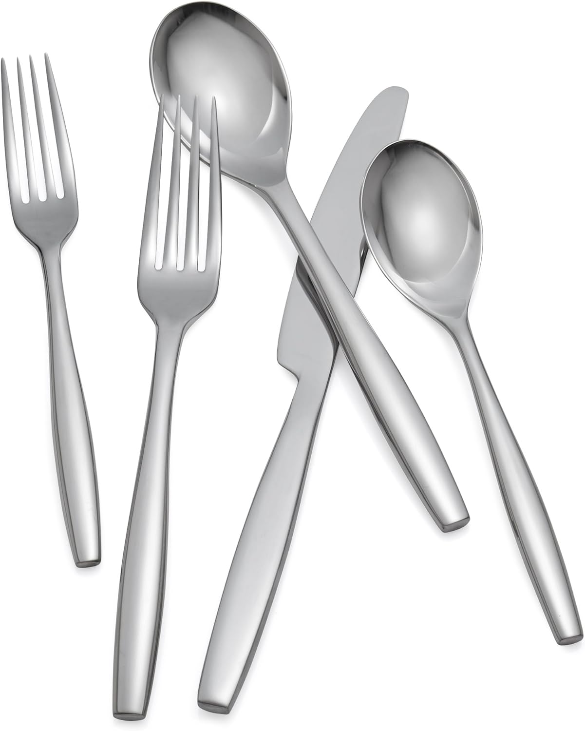 nambe Aidan Flatware Set, 45-Pc Set, 18/10 Mirror Stainless Steel Silverware Cutlery Set, Designed for Home Kitchens or Restaurants, Service for 8 and a 3pc Hostess Utensil Set, Dishwasher Safe