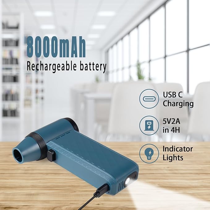 Air Duster Air Blower, Compressed Air Duster Electric, Handheld Violent Mini Fan for Computer Keyboard Electronics Car Clean,130000RPM