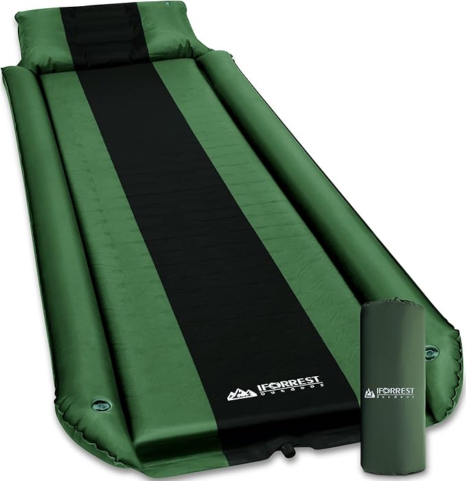 Camping Pad with Armrest & Pillow - Self-Inflating Air Mattress - Rollover Protection - Ultra-Comfortable Mat - Lightweigh...