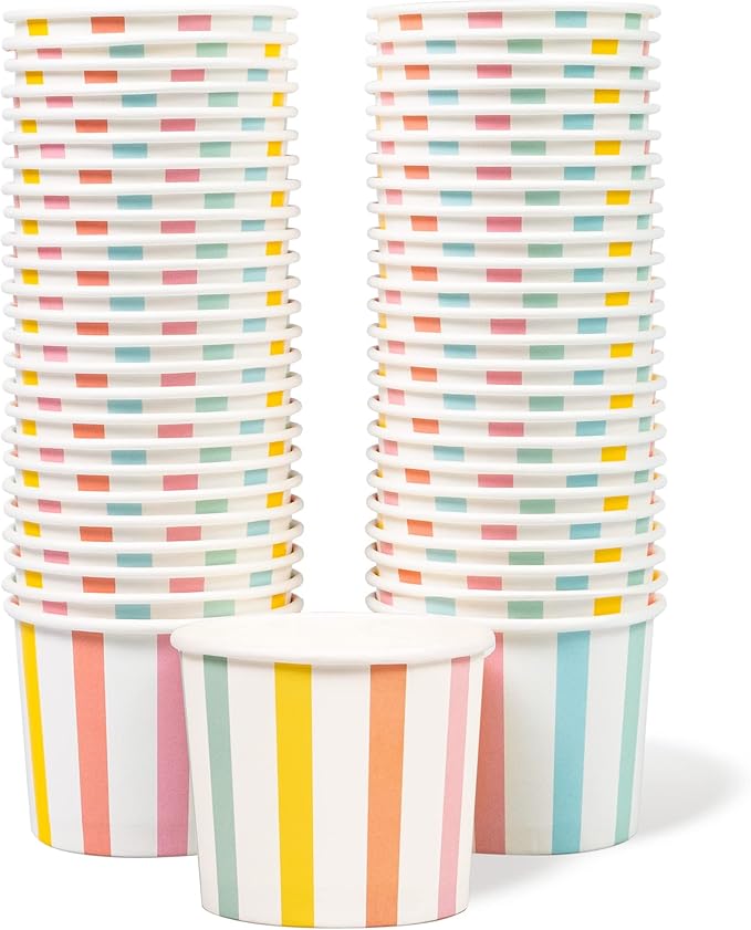 MATICAN Paper Ice Cream Cups, 50-Count 11-Oz Disposable Dessert Bowls for Hot or Cold Food, 11-Ounce Party Supplies Treat ...