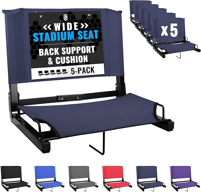 Sports Unlimited - Bleacher Chairs with Back and Cushion - Stadium Seats with Back Support Wide and Regular, Stadium Chair