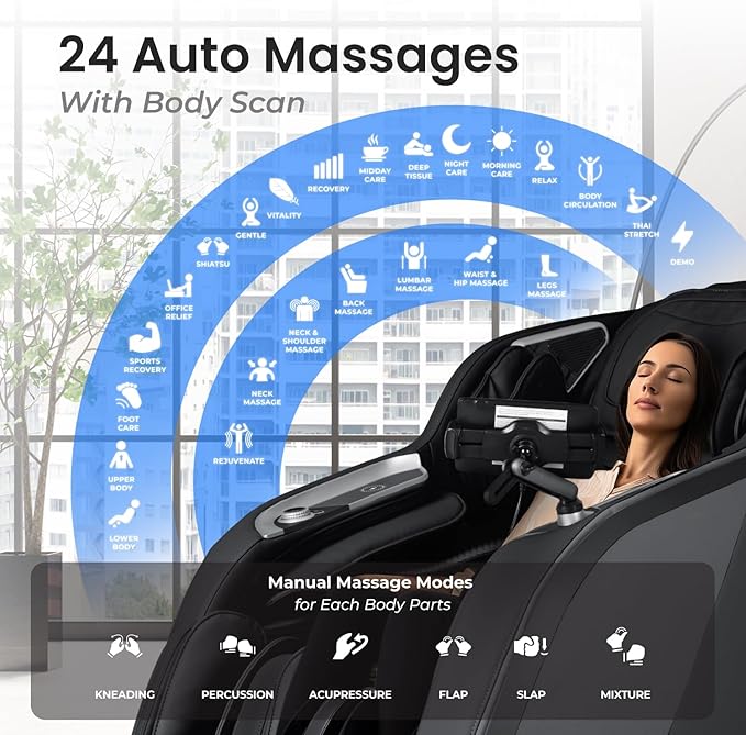 Osaki Vibe 4D l 4D Massage Mechanism l Automatic Body Scan l Deep Calf-Kneading l Space-Saving Technology l 3-Stage Zero Gravity l 32-Cell Full Body Air Massage (Brown)
