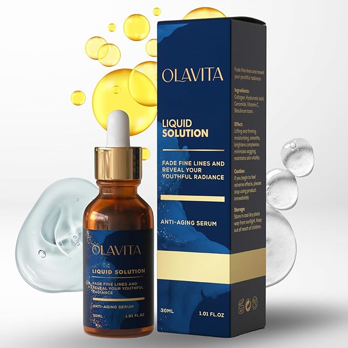 Original Olavita™ Liquid Solution Anti-Aging Face Serum – Reduces Fine Lines, Wrinkles & Dark Spots – Supports Collagen Production, Balances Oils & Improves Skin Elasticity for Radiant, Even Skin Tone