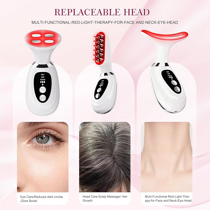 Multi-Functional-Red-Light-Therapy-for-Face and Neck-Eye-Head Massager,7 Colors Skin Rejuvenation Lifting Facial Massager for Toning,Glow Boost，Wrinkle&Dark Circle Reducer (Green)