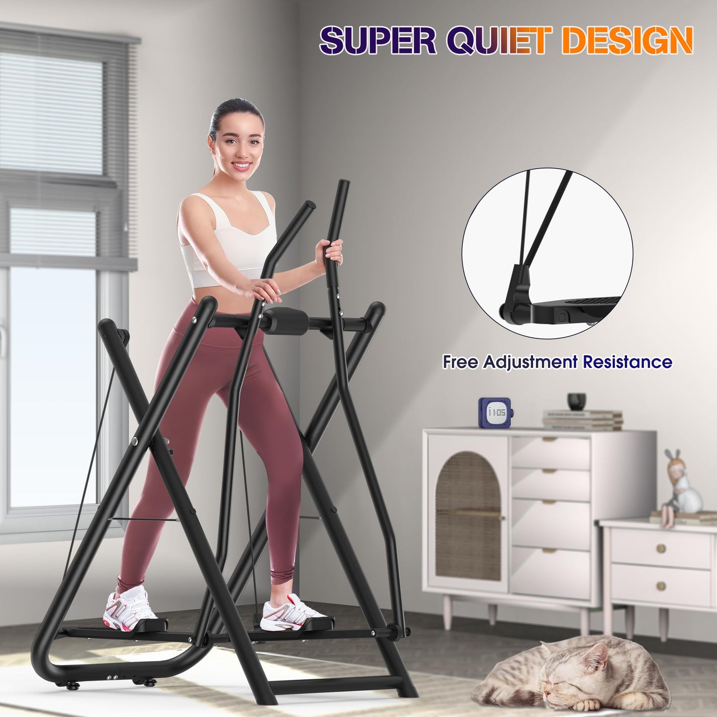 FovemiG Air Walk Elliptical Glider Machine,Ellipse Machine for Home Cross-Training Arm/Leg Cardio Workout Equipment,Fully Assembled Low-Impact Design for Home Gym,600LBS Loading Capacity-New Version