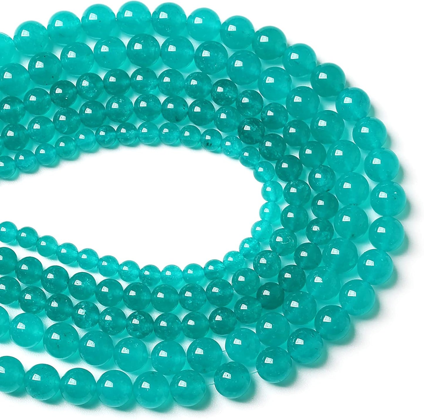180PCS 4mm Natural Stone Beads Blue Amazonite Jade Stone Round Loose Beads for Jewelry Making DIY Bracelet Necklace 32" 2 Strands