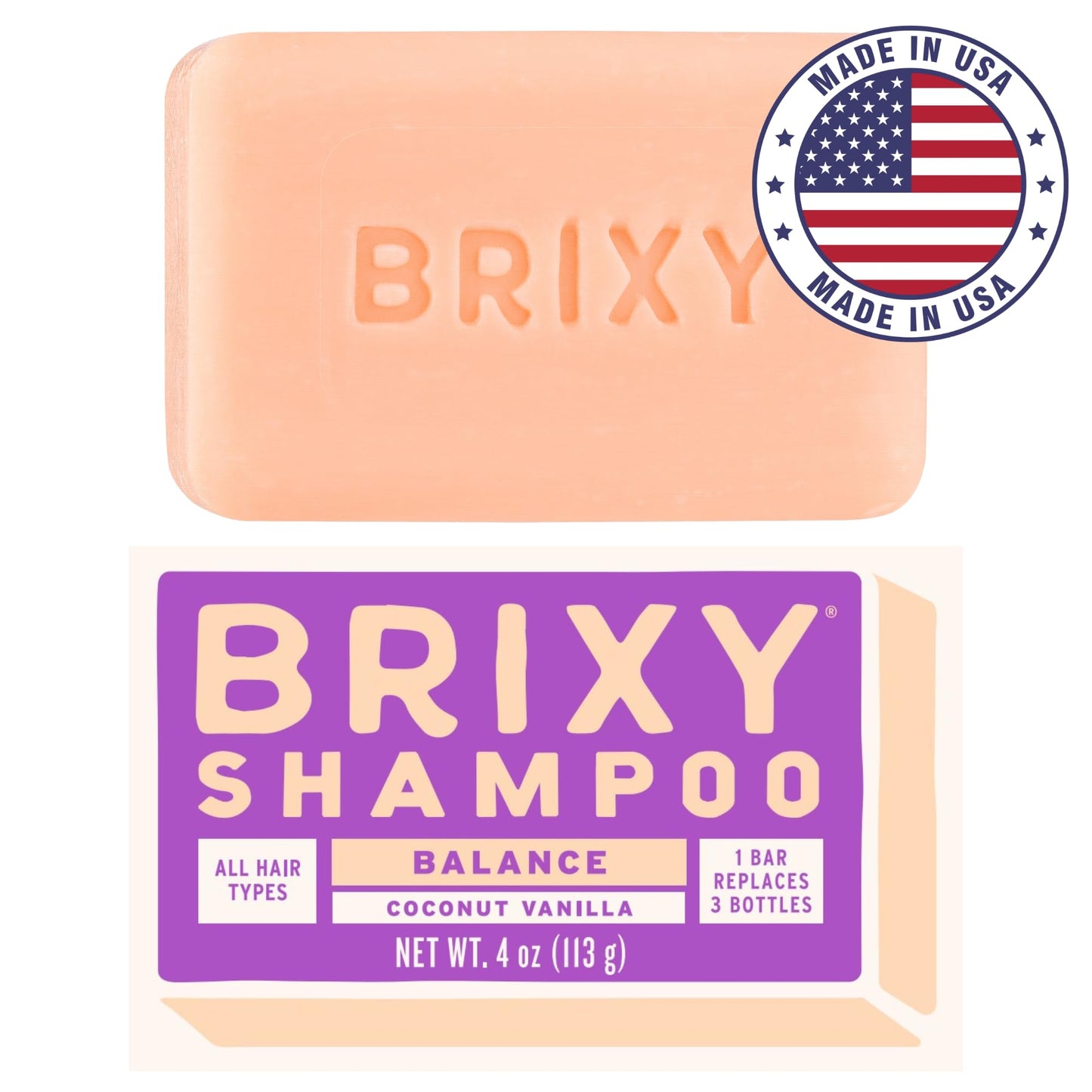 BRIXY Balance Shampoo Bar For Oily Hair | Algae Oil, Castor Oil, & Provitamin B5 | Ceramide & Niacinamide Support The Moisture B