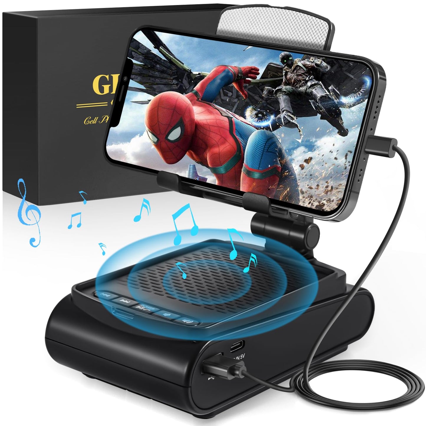 Gifts for Men, Cell Phone Stand with Wireless Bluetooth Speaker, Birthday Gifts for Mens Dad Boyfriend, Cool Gadgets for Men, Anniversary Ideas Gift, Compatible with iPhone/iPad/Samsung Galaxy