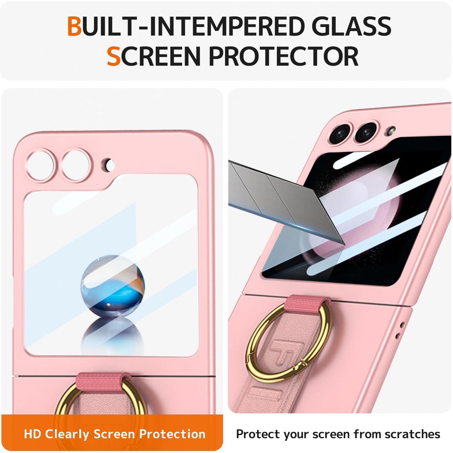 Ninki Cute Cover For Samsung Galaxy Z Flip 6 Case With Screen Protector & Strap,Shockproof Thin Ring Holder Grip For Samsung Z F
