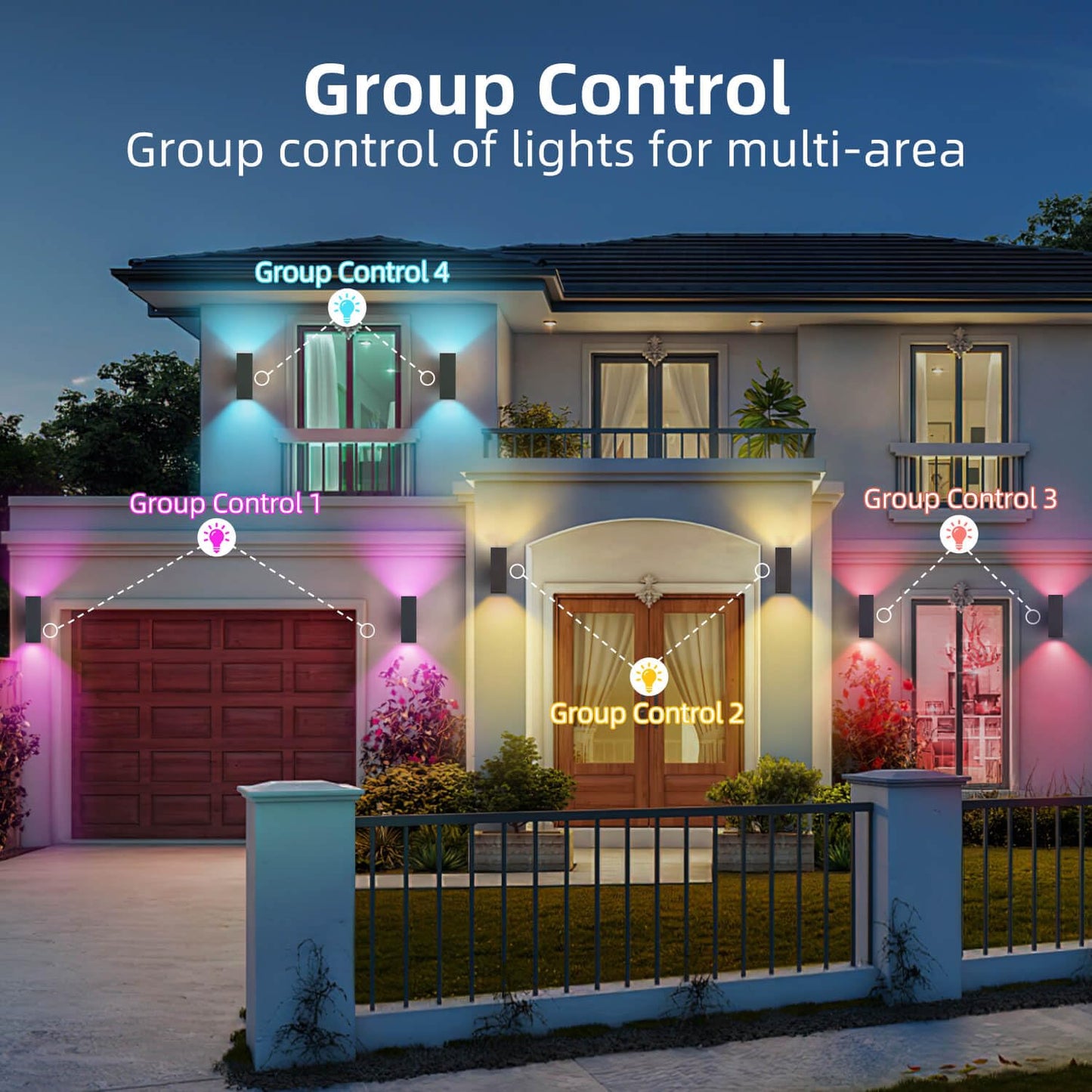 Zinola Outdoor Wall Lights, RGBCW Smart Porch Lights Modern Dusk to Dawn Outdoor Light Fixture Color Changing Light with Remote Control, Waterproof Sconce Compatible with Alexa Google Assistant