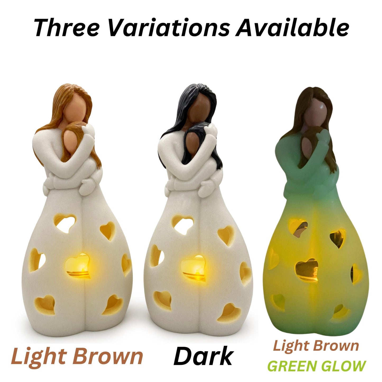 Gifts for Mom from Daughter – Mothers Day Candleholder Statue with Flickering LED Light | Birthday Gift for Mom | Unique Present with Greeting Card | Seasonal Home Décor (Light Brown)