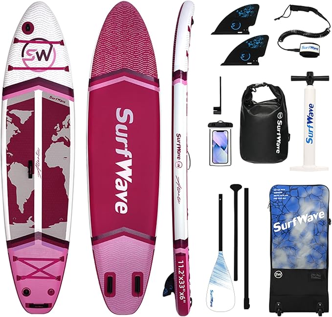 11'/6"×34" Inflatable Stand Up Paddle Board for Adults & Beginner SUP, Backpack, Removable Fin, Ankle Leash, Phone Case & ...