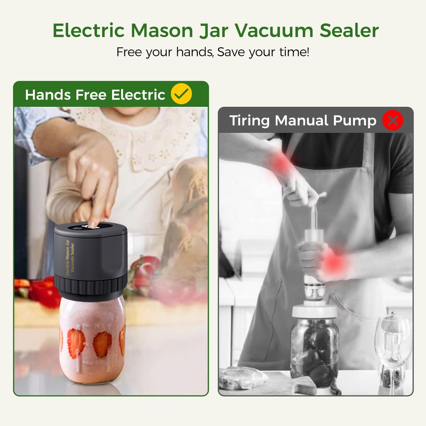 Newise Electric Mason Jar Vacuum Sealer, Automatic Jar Vacuum Sealer Kit for Wide and Regular Mouth Lids, Birthday Gifts for Mom, Portable Vacuum Sealer Machine for Canning, Food Storage