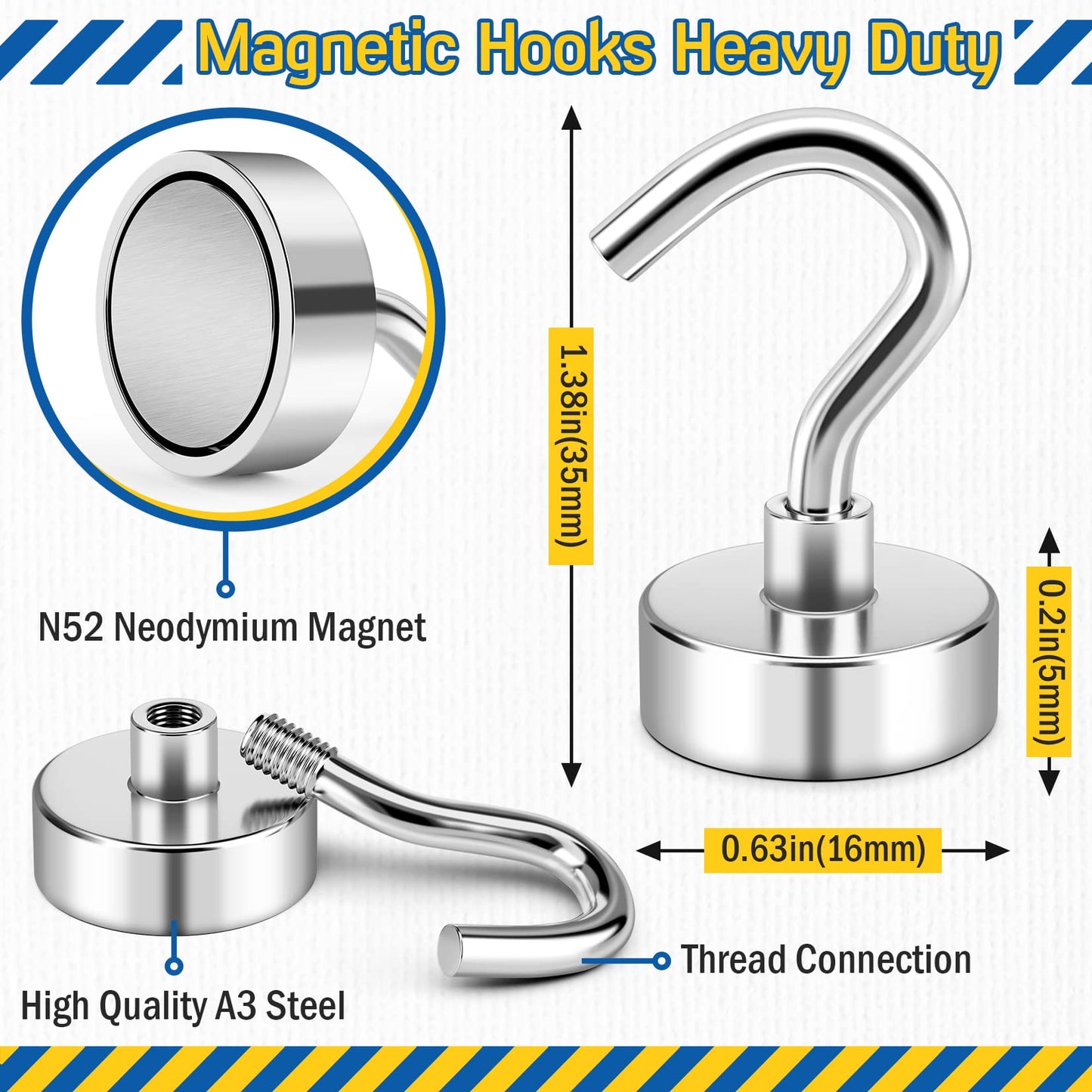 FINDMAG 28 Pack Magnetic Hooks, 30LB Strong Magnet Hooks for Cruise Cabins, Heavy Duty Magnets with Hook for Hanging Dog Leash, Locker, Toolbox, Storage and Grill (Silver)
