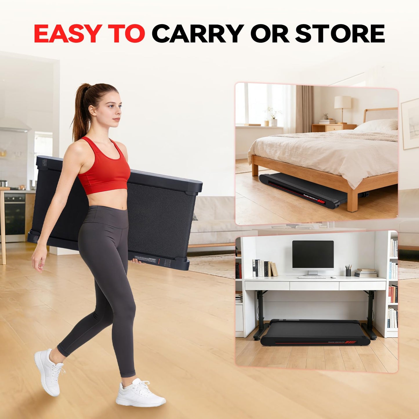 Freepi Walking Pad,Under Desk Vibration Treadmill,3 in 1 Vibration Plate Exercise Machine,Portable Treadmill for Home