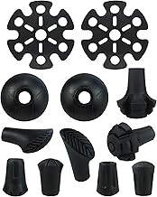KIDOFLY 12pcs Replacement Rubber Trekking Poles Tips Sets - Universal Anti-Slip End Protectors for Trekking & Hiking Pole