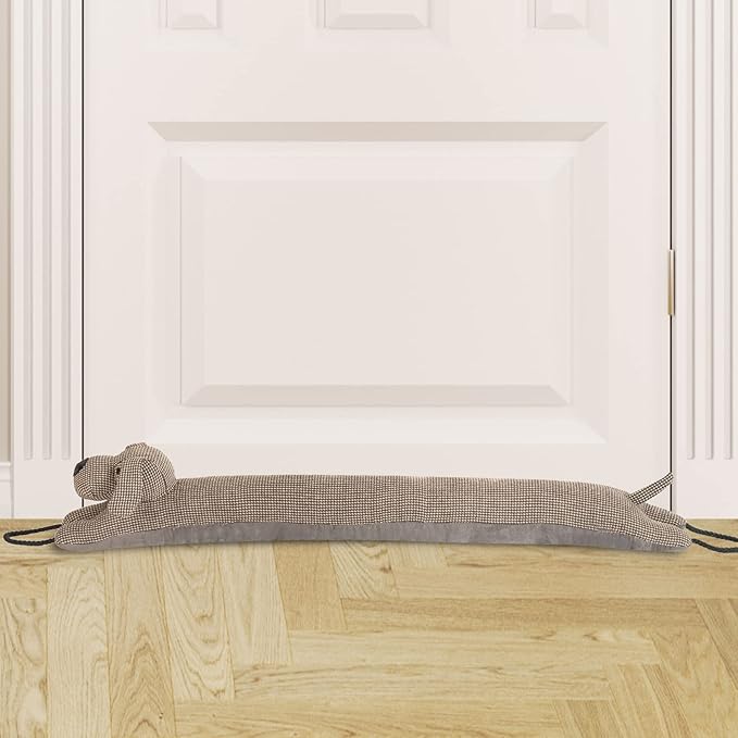 Marwood Under Door Draft Stopper Decorative Wind Stopper 42 inch for Door & Window, Weighted Animal Air Draft Stopper Snake Noise Blocker for Bottom of Door with Hanging Loops - Brown Dog