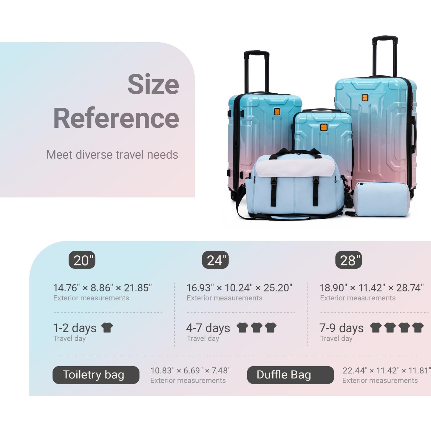 ROASMO 5 Piece Hardshell Suitcase Set, 20/24/28" 25% Expandable Luggage Set with Matching Travel Bags, 22x14x9 Airline Approved Carry On, TSA Lock, Spinner Wheels, ABS+PC (Beige)