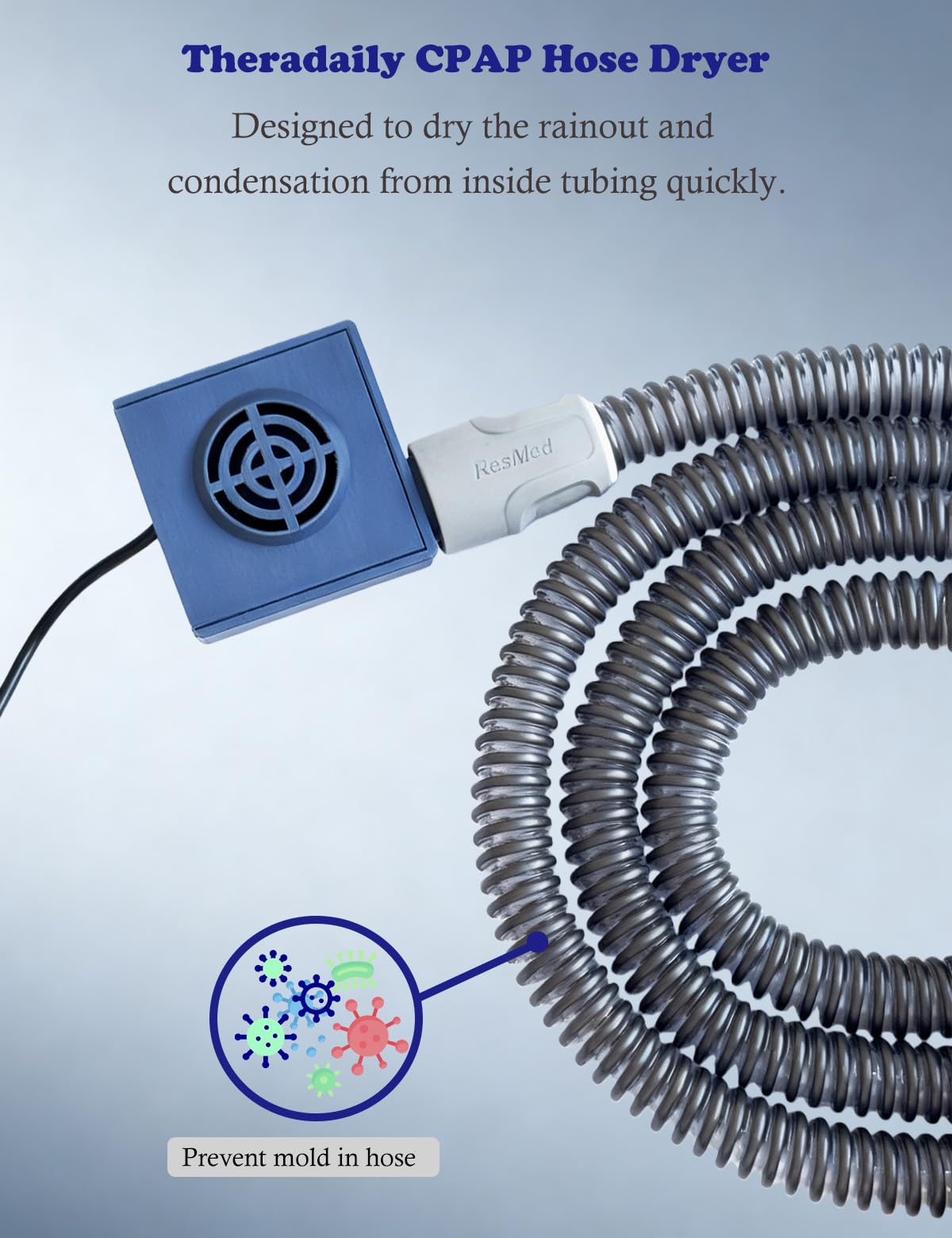 Theradaily CPAP Hose Dryer with ON/Off Switch for Resmed Airsense 10 11 Machine Tubing, Cpap Cleaner Blower Fan, Cpap Tube Cleaning Kit Helps Quick Drying Hose, Cpap Supplies