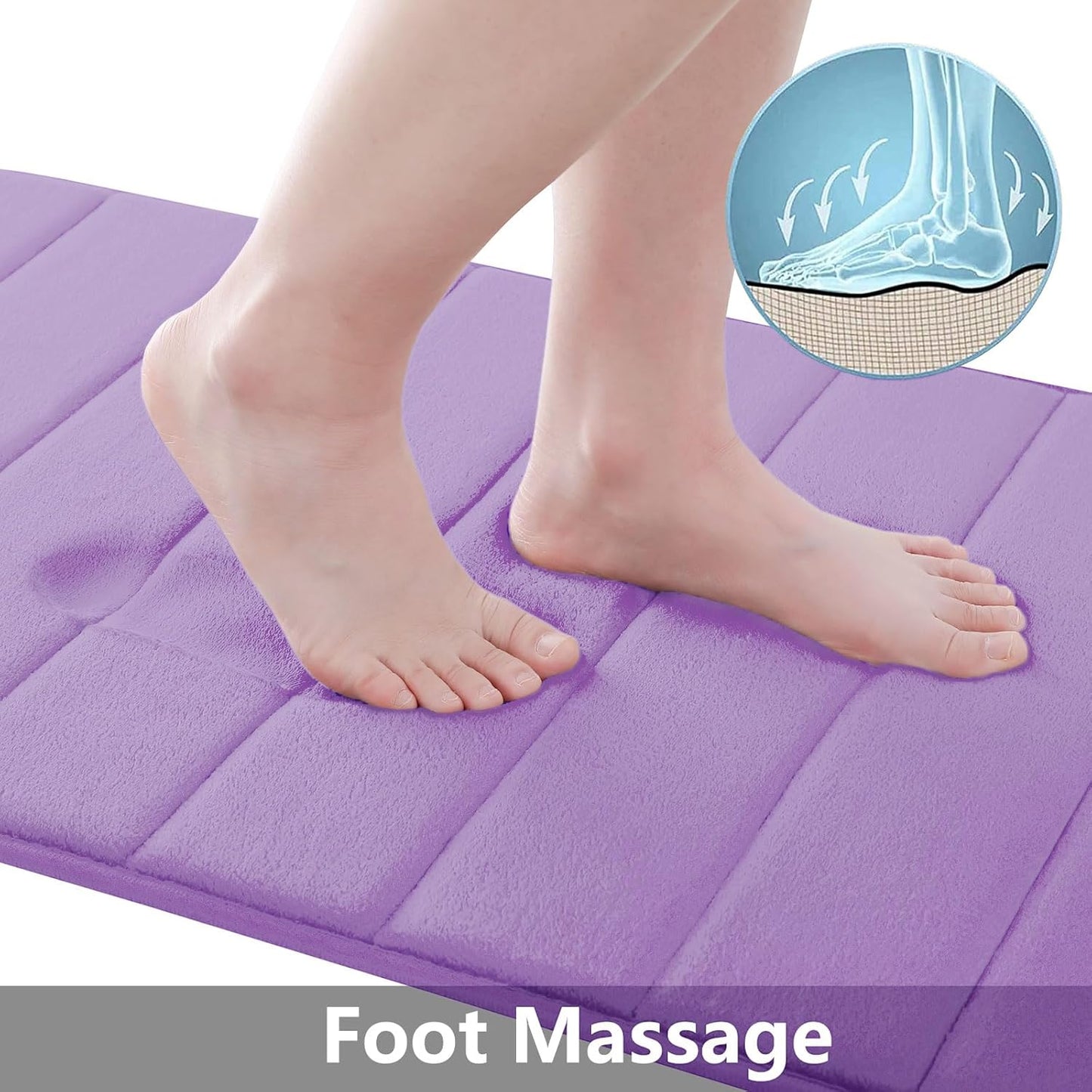 Buganda Memory Foam Bath Mat, 47" x 20", Ultra Soft and Non-Slip Bathroom Rugs, Water Absorbent and Machine Washable Bath Rug Runner for Bathroom, Shower, and Tub, Lavender