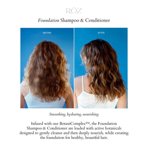 RŌZ Foundation Shampoo Refill | BPA-Free Pouch | Hydrating, Balancing & Gently Cleansing for Air Drying & Styling | Vegan, Color-Safe, Free of Silicone, Paraben & SLS | Strengthens & Nourishes