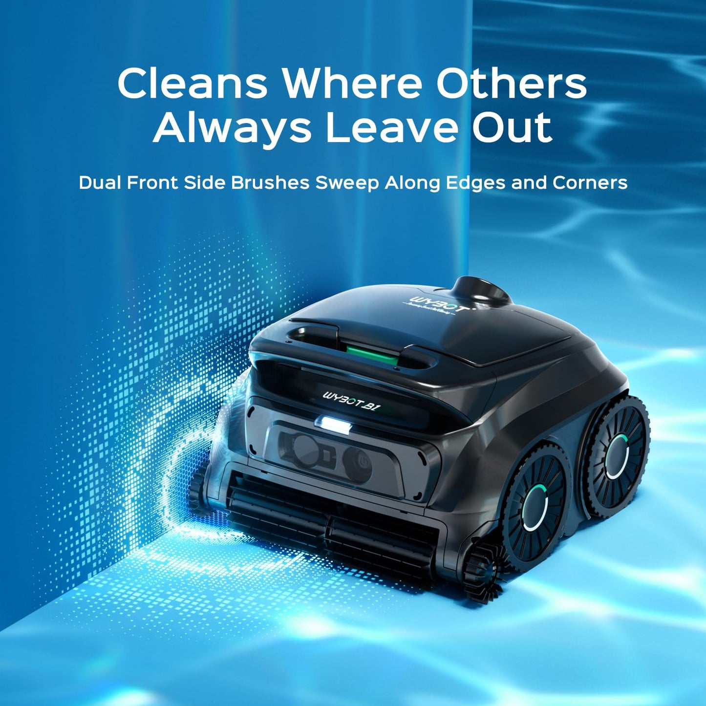 (2026 New) WYBOT B1 Robotic Pool Cleaner, Floor and Wall Cleaning, 120min Runtime Cordless Pool Vacuum for Inground & Above Ground Pools, Smart Navigation, Self-Parking, Black Green