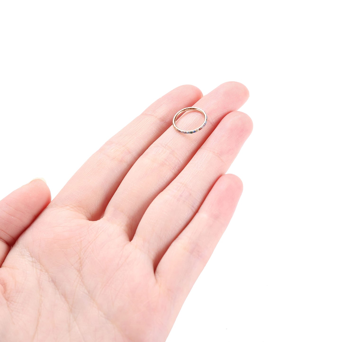 FUNLMO 18G Septum Jewelry Cartilage Earring Hoop 10mm Daith Earrings Nose Ring Hoop CZ Septum Ring Helix Daith Tragus Conch Nose