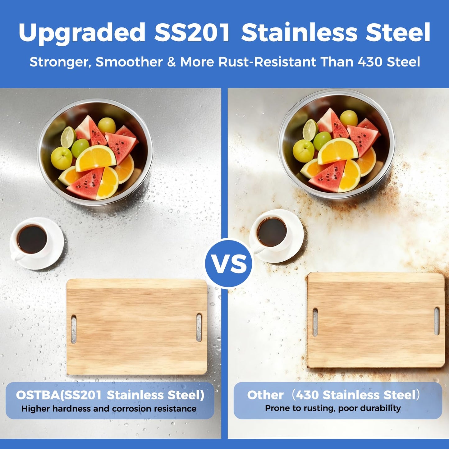 OSTBA Stainless Steel Table for Prep & Work 24x24 Inches, NSF Metal Commercial Heavy Duty Table with Adjustable Undershelf and Adjustable Foot for Restaurant Kitchen Home and Hotel