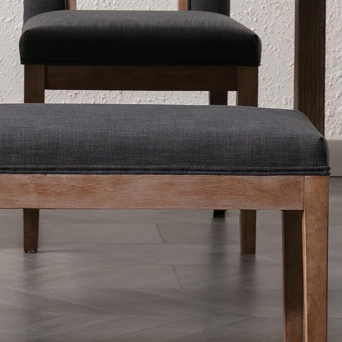 DM Furniture Linen Dining Bench Upholstered Entryway Bench Farmhouse Shoe Bench Seat Ottoman for Hallway Living Room Bedroom End of Bed Dining Room Kitchen, 45.5" Long, Charcoal