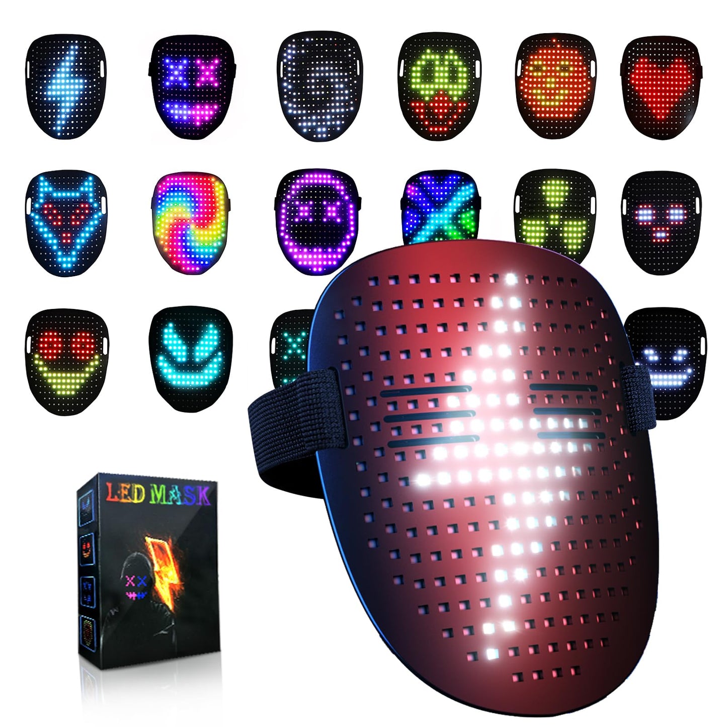 QAQ LED Mask Light Up Mask with Gesture Sensing, Cool Stuff Toys Gifts for Boys Girls, Cool Toys Gifts for Halloween Costumes Christmas Birthday Party