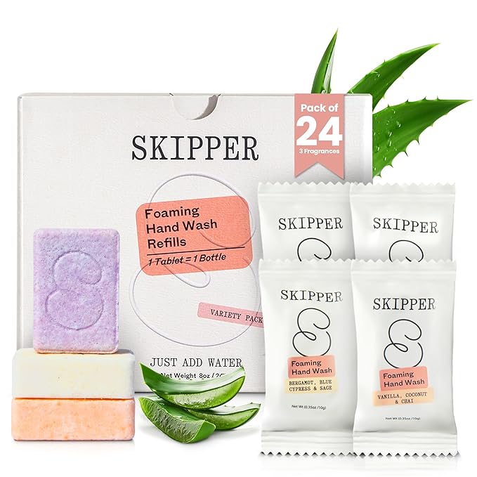 Tirtyl Skipper Foaming Hand Soap Tablet Refills - 24 Pack - 192 fl oz total (24x 8 fl oz) - Rebranded - Compostable Packaging - Bulk Variety Fragrance Pack