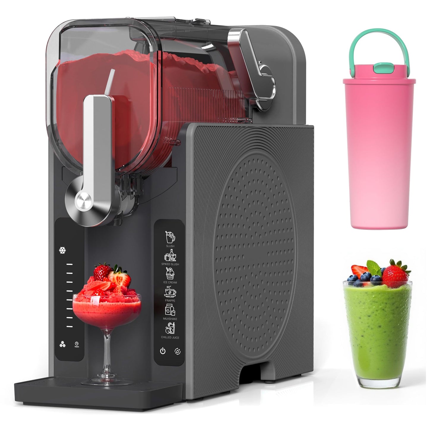 Slushie Machine, Slushy for Home No Ice Need, Professional Frozen Drink Maker & Margarita Machine, 6 Presets for Milkshakes, Frappés, Slush, Ice Cream, 1 Insulated Cup,Black