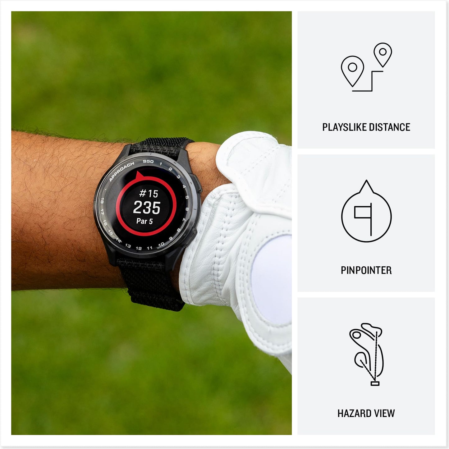 Garmin Approach S50 (Slate/Black) Golf Gps Smartwatch Bundle - 1.2 Amoled Display, On-Course Features, Wrist Heart Rate With Pla