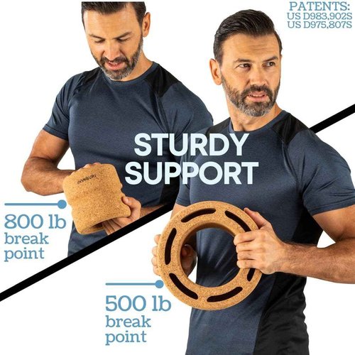 Inviguri Roller Yoga Wheel for Back & Neck Pain, Withstands Heavy Weight, with Spinal Groove, Medium to Deep Pressure for Heavy Duty Foam Rolling, Made from Natural Cork