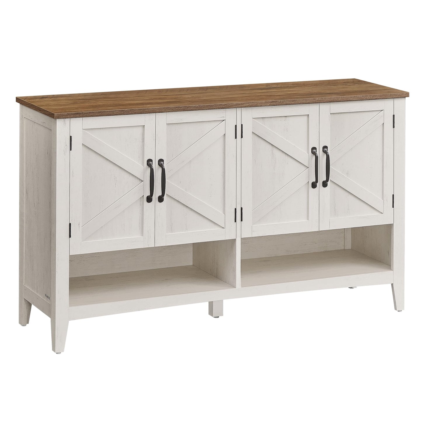 VASAGLE Shoe Cabinet, 3-Tier Shoe Storage Organizer, Farmhouse Freestanding Cabinet with Height-Adjustable Shelf, 13.8 x 47.2 x 27.6 Inches, Entryway, Rustic White ULBC039W01