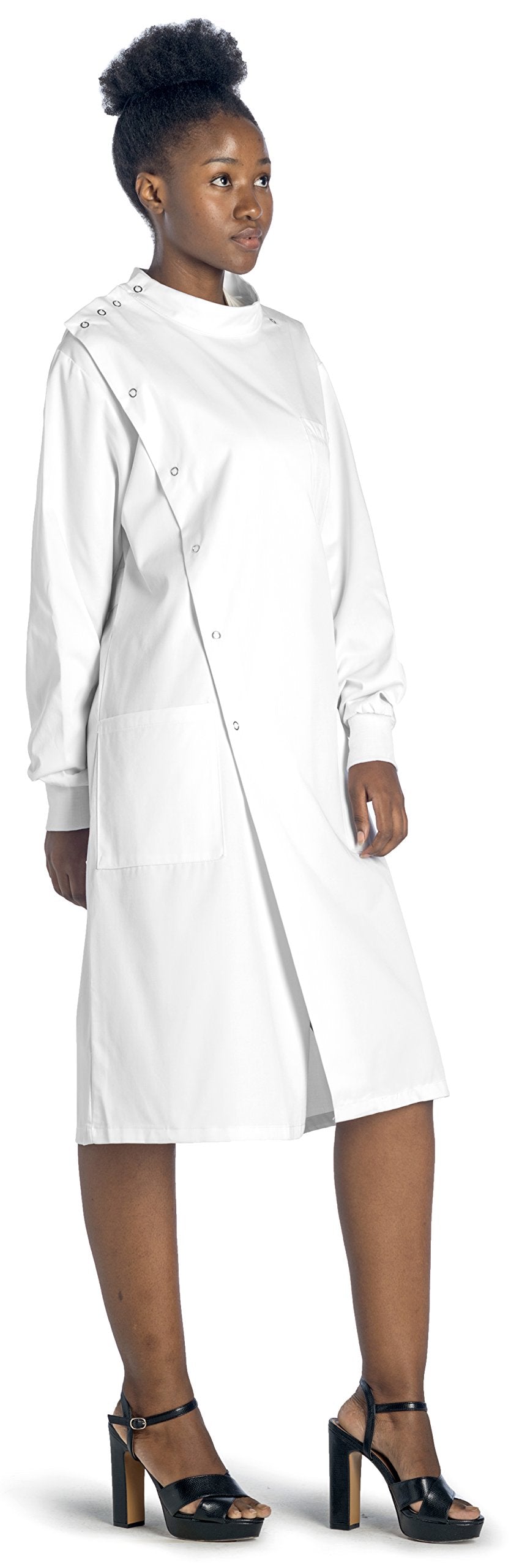 Dr. James Premium Howie Style Unisex Lab Coat for Men & Women, Cuffed Sleeves, Classic Fit, Snap Closing, 43" Length (2XS (Men 2XS / Women XS))