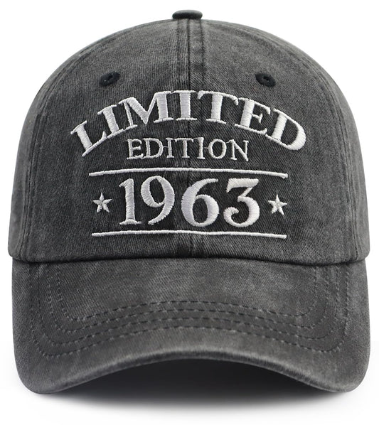 62th Birthday Gifts for Men Women, 62th Birthday Decorations Hats, Limited Edition 1963 62 Year Old Baseball Cap, Retirement Gifts for Grandpa Grandma Black