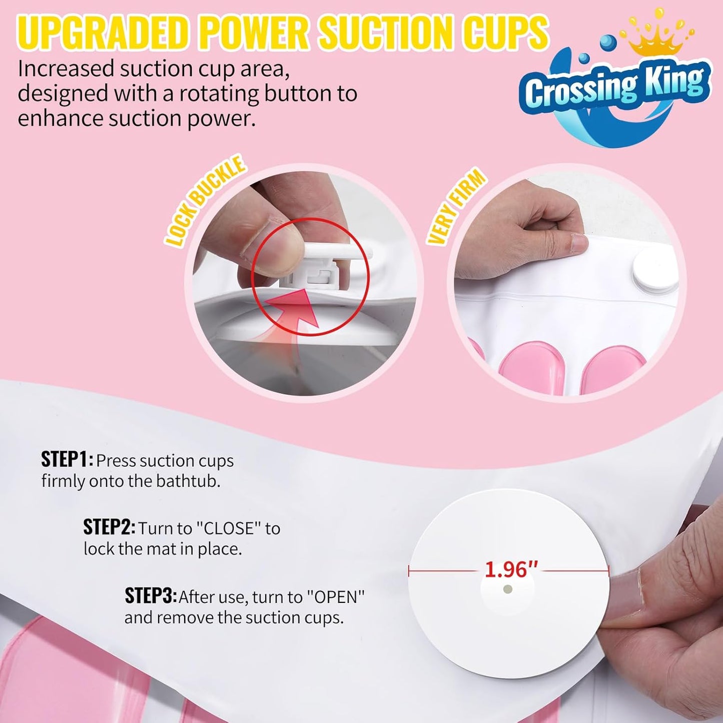 Bubble Bath Mat Tub Spa Massager, Portable Spa Bubble Bath Massager with Upgraded Powerful Suction Cup, Electric Air Pump, Pillow and Remote Control for Relaxation 45 * 17in (Pink)