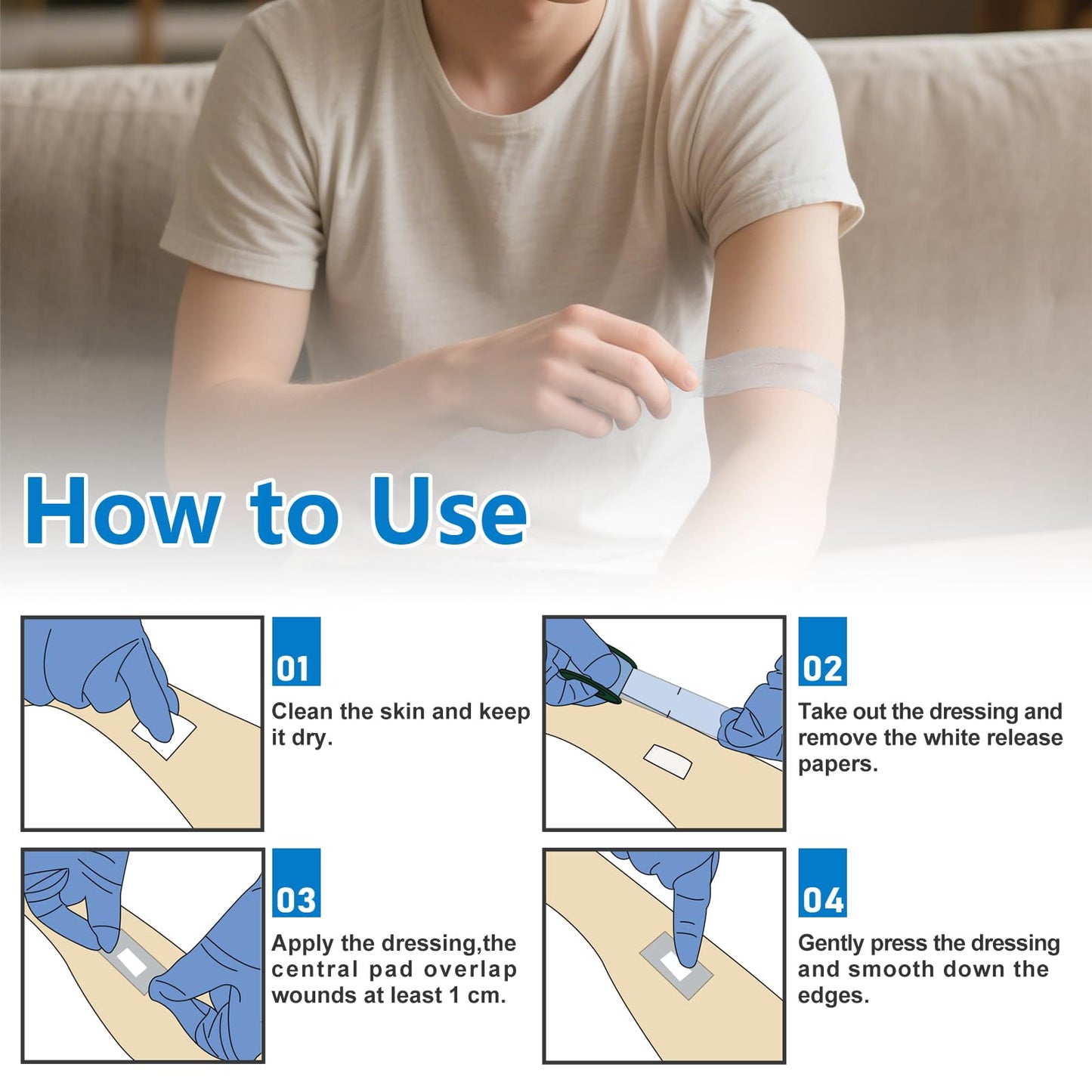 Ceeport Soft Silicone Tape for Skin, 1" x 5.46 Yards, 1 Rolls Medical Adhesive Tape, Easy to Tear Pre-Cut Waterproof Surgical Tape for First Aid, Wound, Bandage and Sensitive Skin