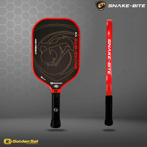 Golden Set Snake-Bite VX Pickleball Paddle | Thermoformed | T-700 Carbon Fiber | Mid-Weight | USAP Approved (1)