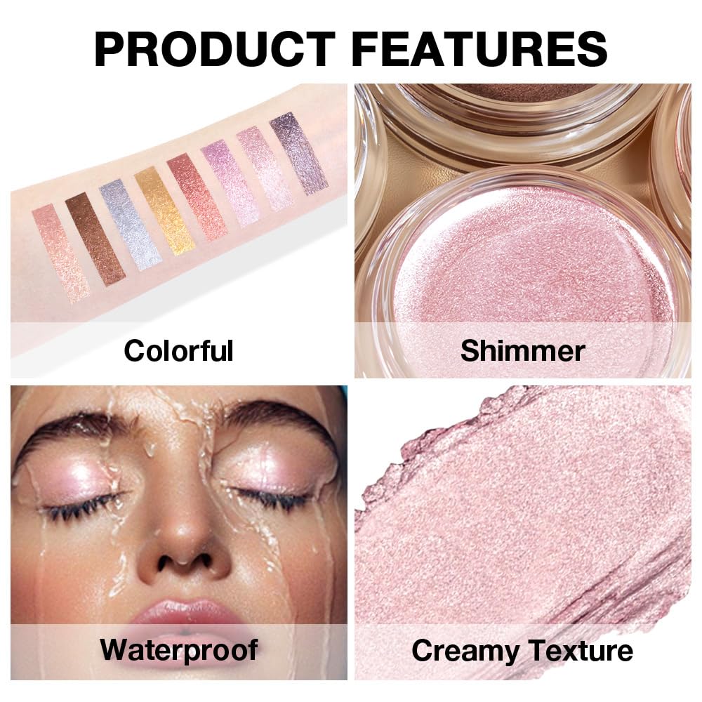 Rose Pink Mousse Single Eyeshadow Palette -Neutral Matte & Shimmer Eyeshadow,Mini Cream Glitter Eye shadow,Long Lasting Highly P
