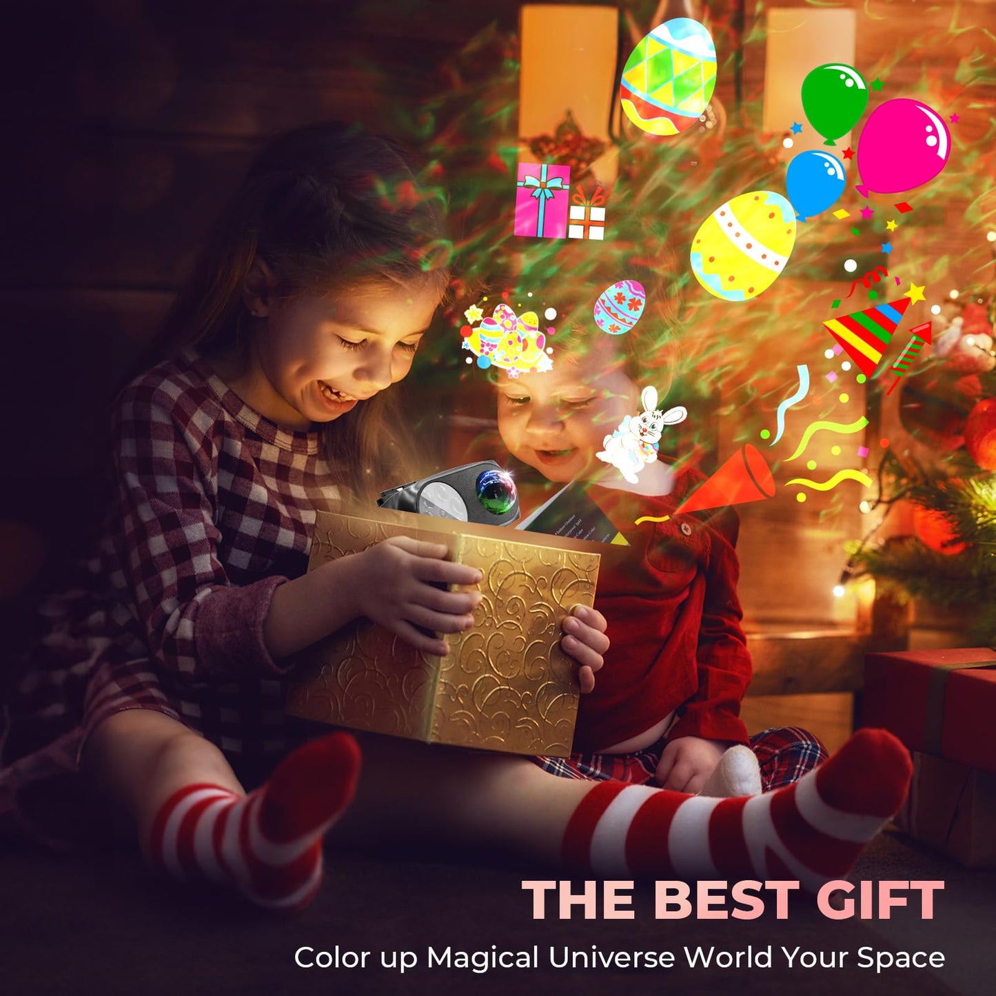 Halloween Christmas Projector Lights Outdoor Waterproof,15W Brighter HD Ocean Wave Effect,12 Slides 96 No Fade Pictures for Thanksgiving,New Year LED Projector Decoration