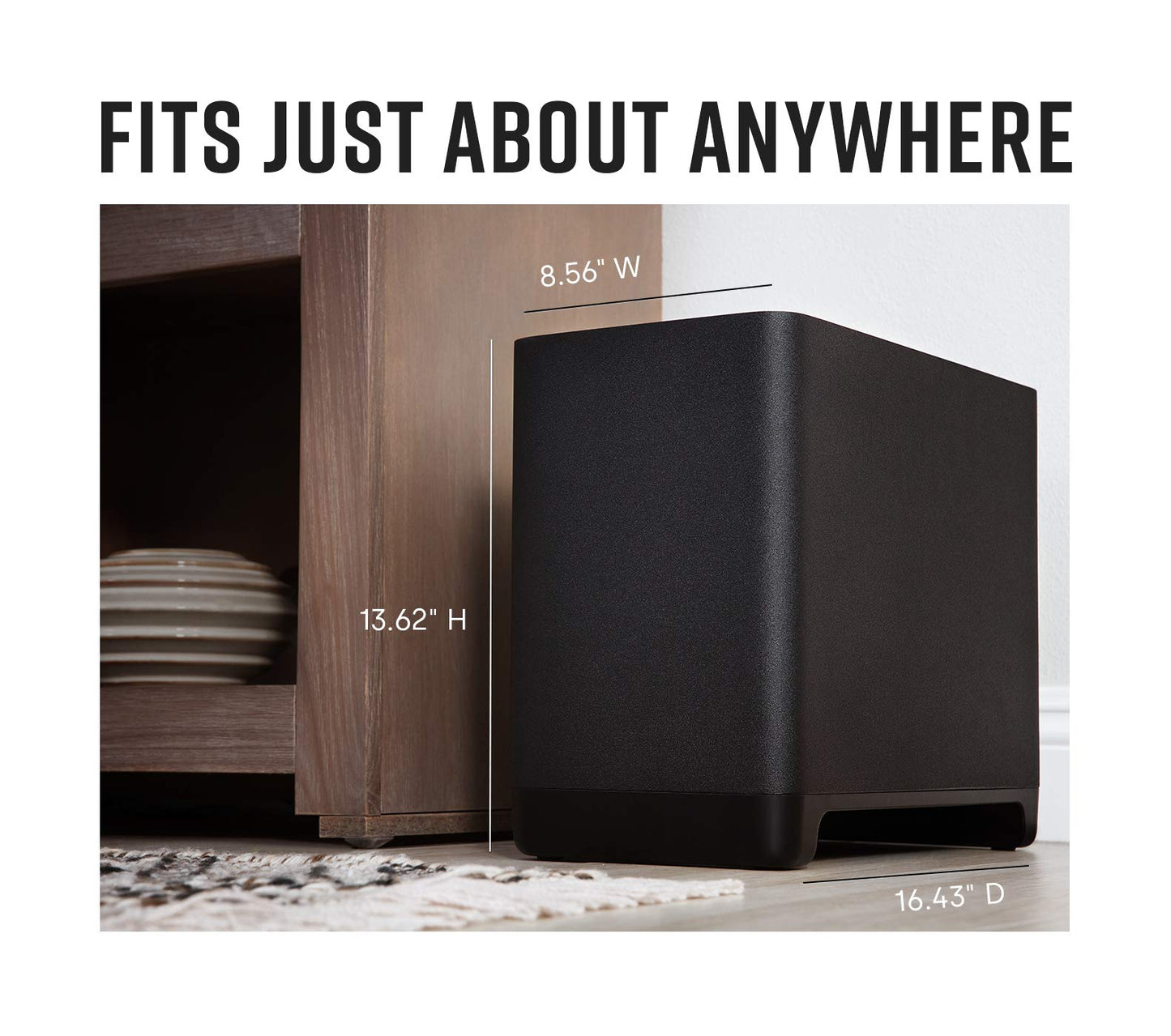 Polk Audio React 7" Wireless Subwoofer- Designed to Add Deep, Impactful Bass to Polk React Soundbar, Bass Adjust EQ, TV Speaker, Amazon Alexa Compatible