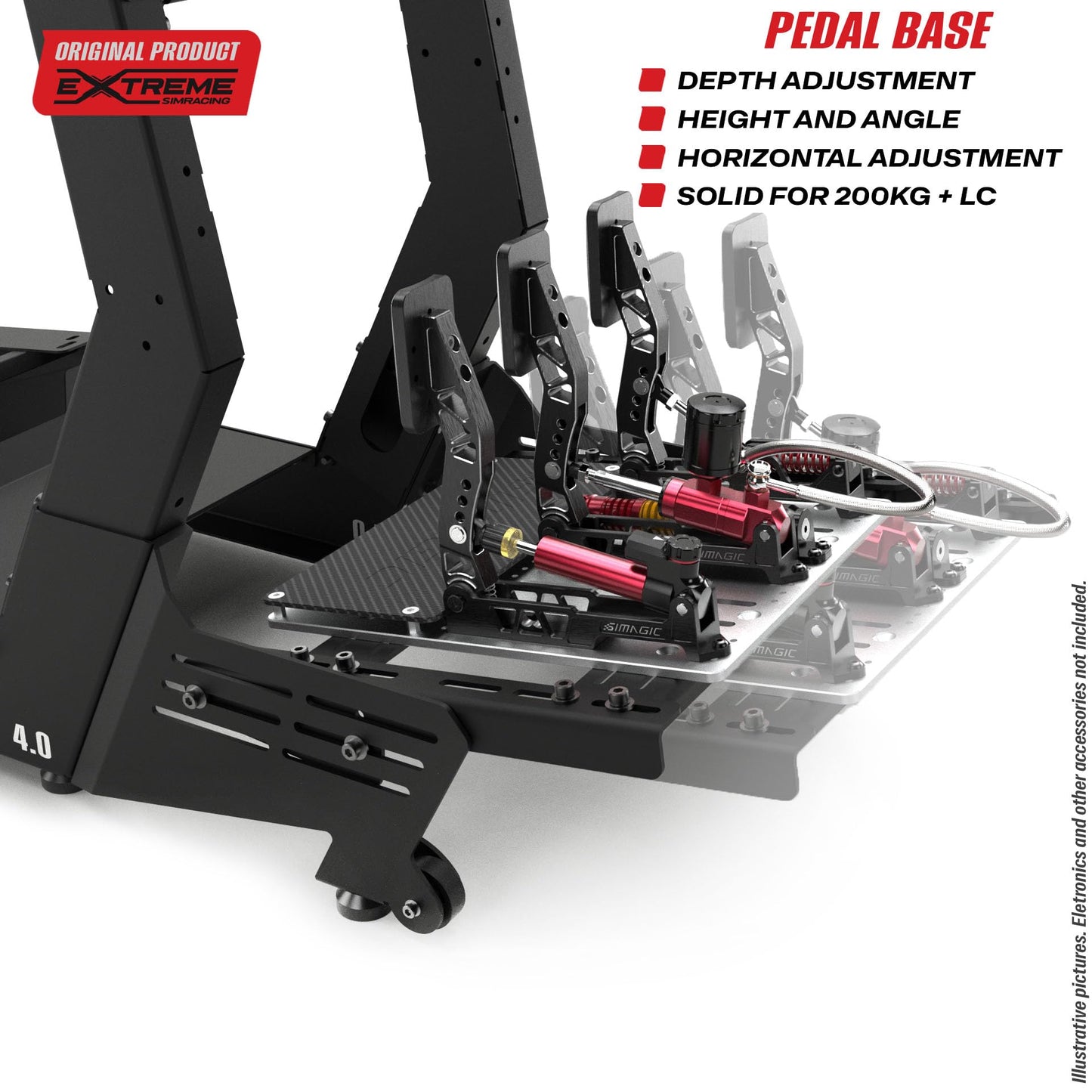 Extreme Simracing Chassis 4.0 (Black) + Horizontal Mount | Compatible with Logitech, Thrustmaster, Simagic, Moza & SimCube | Adjustable Racing Simulator Cockpit with Heavy-Duty Steel Construction
