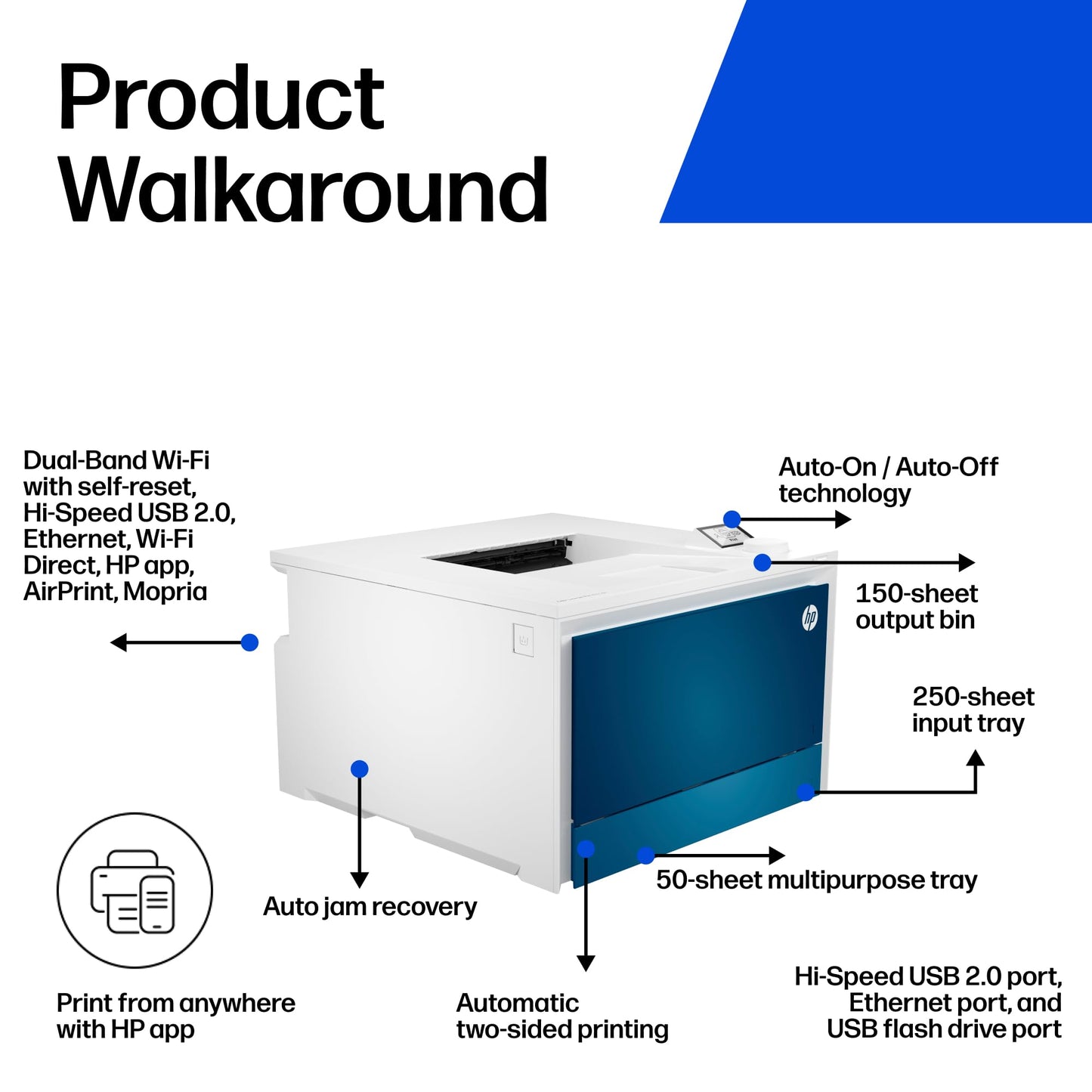 HP Color LaserJet Pro 4201dw Wireless Color Laser Printer, Best-for-Office (4RA86F)